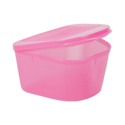 Denture Cup 8 oz. Pink Hinged Lid Single Patient Use
