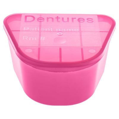 Denture Cup 8 oz. Pink Hinged Lid Single Patient Use