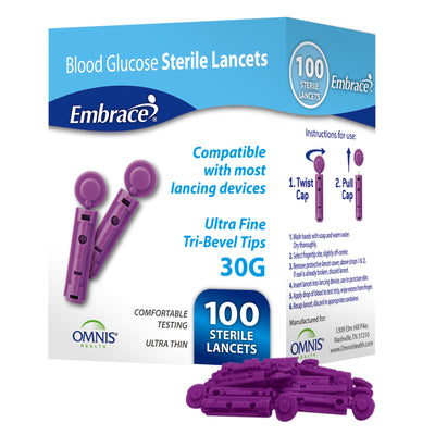 Omnis Health Embrace Ultra Fine Lancets 30G