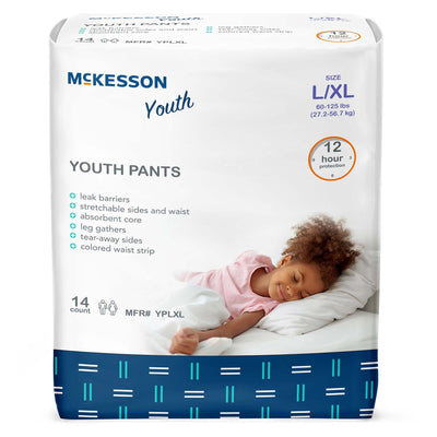 Unisex Youth Absorbent Underwear McKesson Pull On with Tear Away Seams Disposable Heavy Absorbency
