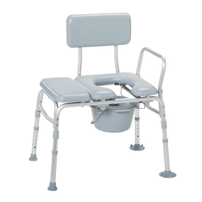 Bath Shower Transfer Bench with Padded Seat and Commode Opening