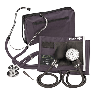 Reusable Aneroid / Stethoscope Set Veridian 27.9 to 41.6 cm Adult Cuff Dual Head General Exam Stethoscope Pocket Aneroid