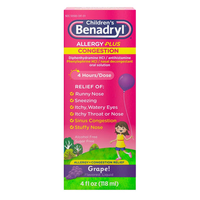 Children's Allergy Relief Children’s BENADRYL® Allergy Plus Congestion 12.5 mg - 5 mg Strength Liquid