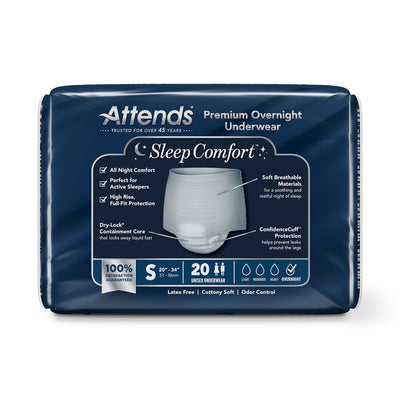 Absorbent Underwear Attends Sleep Comfort Premium Overnight Pull On with Tear Away Seams Adult Unisex Disposable Heavy Absorbency