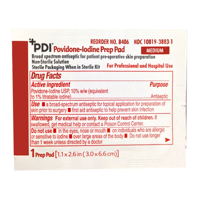 PVP Prep Pad PDI 10% Strength Povidone-Iodine Individual Packet Medium NonSterile