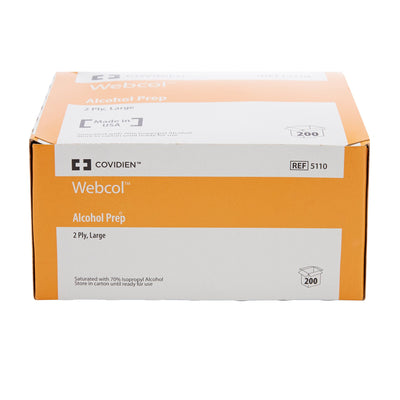 Webcol 70% Alcohol Prep Pads Wipes by Kendall Healthcare - Box of 200