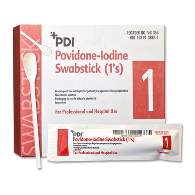 PDI 10% USP Povidone Iodine Prep Solution Swabsticks, 4" L