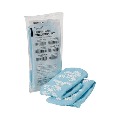 Slipper Socks Terries Unisex Child Single Tread Single Patient Use Light Blue