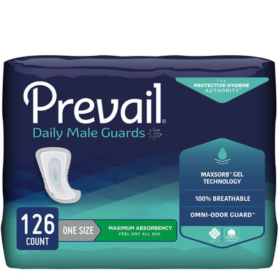 Prevail Male Guards 12-1/2 Inch Length Heavy Absorbency Polymer Core One Size Fits Most