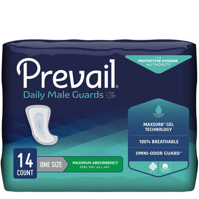 Prevail Male Guards 12-1/2 Inch Length Heavy Absorbency Polymer Core One Size Fits Most