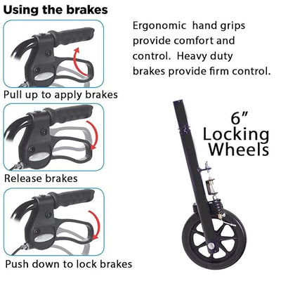 Carex Step 'N Rest Aluminum Rollator, Black