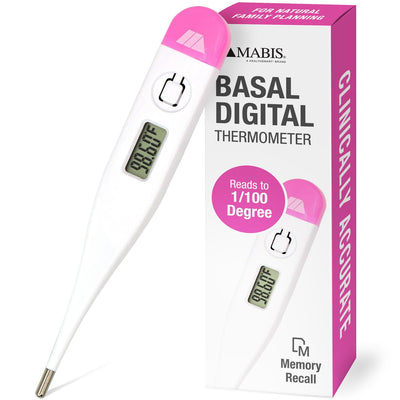 Digital Basal Body Thermometer for Ovulation Tracking, Fertility, Period Tracking and Natural Family Planning with Beeper and Memory, Oral Use Only