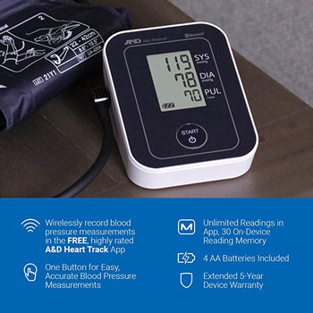 A&D Medical Wireless One Button Blood Pressure Monitor