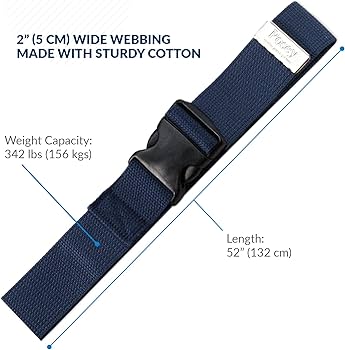 Gait Belt with Quick-Release Buckle 54",Navy, Nylon Buckles