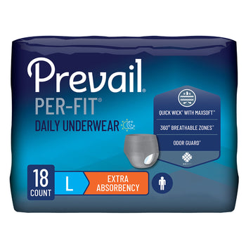Absorbent Underwear Prevail® Per-Fit® Pull-On with Tear Away Seams Adult Male Disposable Heavy Absorbency