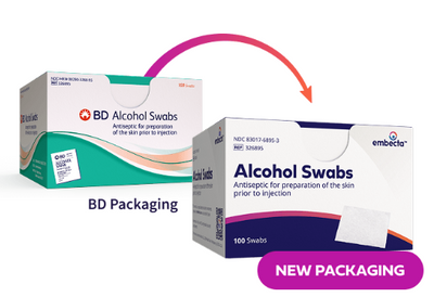 Becton Dickinson Alcohol Swabs Foil Wrapped, Non-Sterile - Box of 100