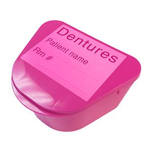 Denture Cup, with Hinged Lid, 4" x 3" Depth 2"