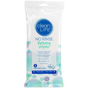 Cleanlife Products No-rinse Bathing Wipes, Alcohol-Free 8 x 8