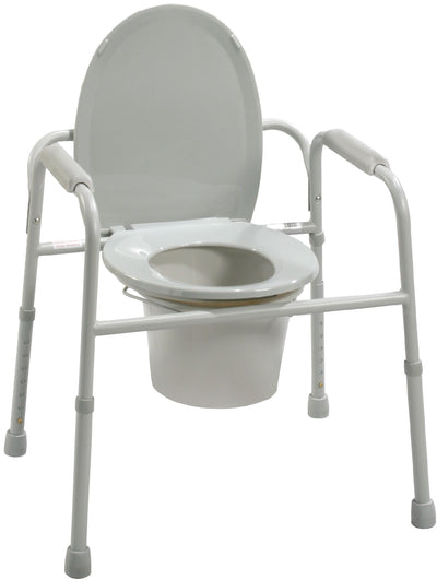 Deluxe All-In-One Welded Steel Commode with Plastic Armrests by Drive Medical - Case of 4