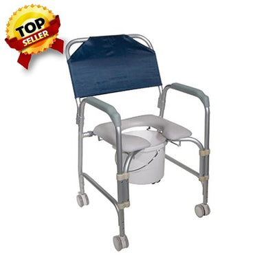 Drive Medical Lightweight Portable Shower Chair Commode with Casters