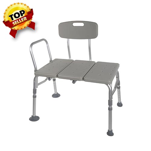 Drive Medical Plastic Tub Transfer Bench with Adjustable Backrest