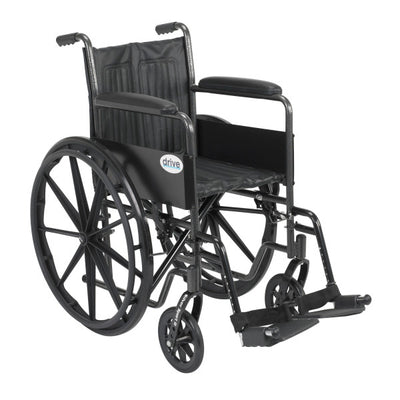 Wheelchair Silver Sport 2 Dual Axle Padded Fixed Height Full Arm Mag Black 18 Inch 300 lbs