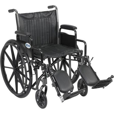 Wheelchair Silver Sport 2 Dual Axle Padded Removable Desk Arm Mag Black with Elevating Footrests by Drive Medical