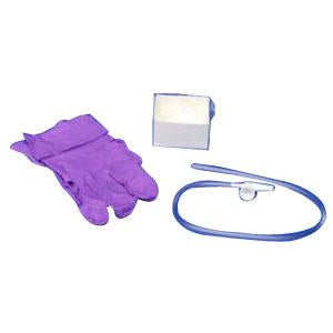 Suction Catheter Kit 12Fr with Safe-T-Vac™ Valve, Blue Nitrile Latex-free Exam Glove, Pop-up Solution Cup, Sterile, Coil Pack