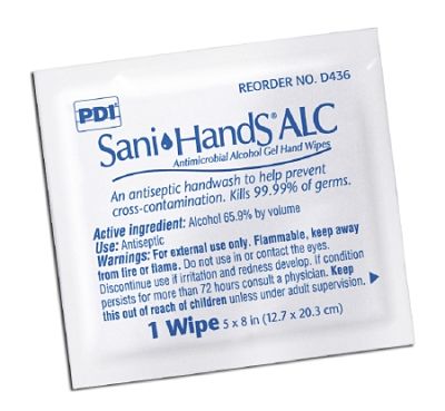 Sanitizing Skin Wipe Sani-Hands ALC Individual Packet Alcohol by Professional Disposables