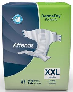 DermaDry Bariatric Brief 2XL (Up to 70 Inches Waist) by Attends Healthcare - Bag of 12
