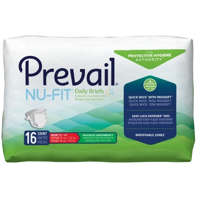 Unisex Adult Incontinence Brief Prevail® Nu-Fit® Tab Closure Disposable Heavy Absorbency