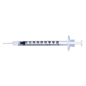 Lo-Dose™ U-100 Insulin Syringe 1/2cc with 28G x 1/2" L Permanently Attached Needle - Box of 100