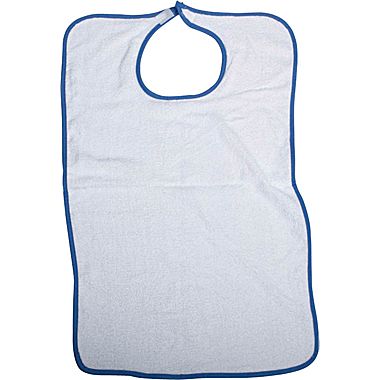 Velcro Impervious Extra Long Terry Cloth Adult Bib, 21" x 33", White