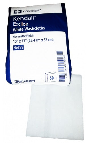 Kendall Excilon Washcloth, Novonette Finish, 10" x 13", White by Covidien