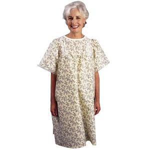 LadyLace™ Patient Gown with Short Sleeve Garden Print, Universal