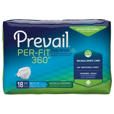 Unisex Adult Incontinence Brief Prevail Per-Fit 360 Tab Closure Disposable Heavy Absorbency