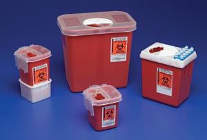 AutoDrop Sharps Container 1-Piece Quart Red Base Vertical Entry Lid by Covidien