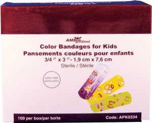 AMD Ritmed Kid's Adhesive Bandage, Assorted Colors - Box of 100