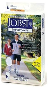 Athletic Men's Knee High Compression Socks Medium, White, Closed Toe - Pair