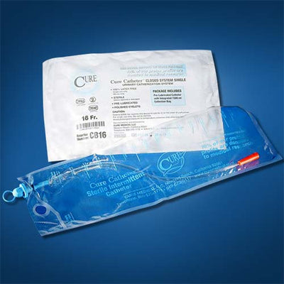 Cure Catheter Unisex Single Closed System with Integrated 1500mL Collection Bag by Cure Medical - Single
