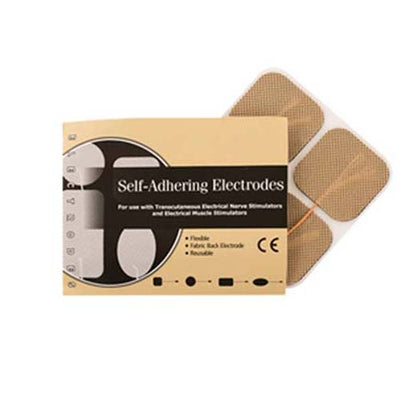 2" Self-Adhering Square Tan Cloth Electrodes by Roscoe Medical - Package of 4
