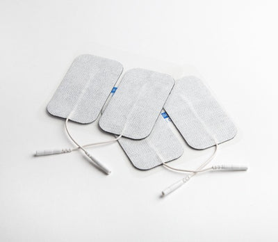 2" x 3.5" Rectangular White Cloth Poly Electrodes by Roscoe Medical - Package of 4