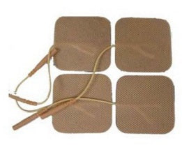 2" Square Tan Cloth Electrodes by Roscoe Medical - Package of 4