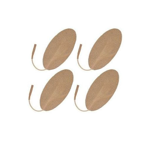 Current Solutions Oval Cloth Electrodes, 2" x 4", Tan by Roscoe Medical - Package of 4