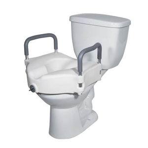 Drive Medical 2 in 1 Locking Elevated Toilet Seat with Tool-Free Removable Arms