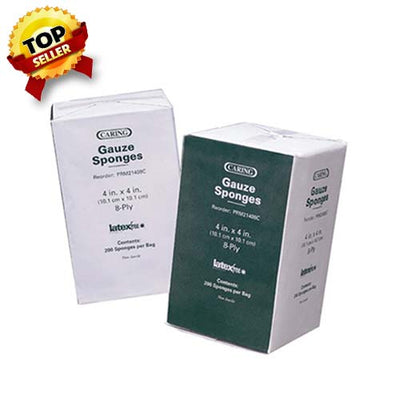 Caring Woven Non-Sterile Gauze Sponges 4" x 4" - Bag of 200
