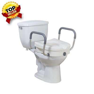 Drive Medical Raised Toilet Seat with Removable Padded Arms