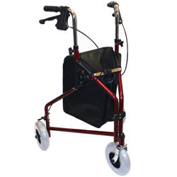 Three-Wheeled Aluminum Rollator with Pouch