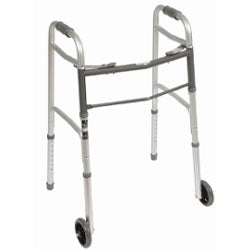 Two-Button Folding Walker 5" Wheels by Roscoe Medical - Case of 4
