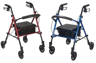 Drive Medical Adjustable Height Rollator with 6" Wheels